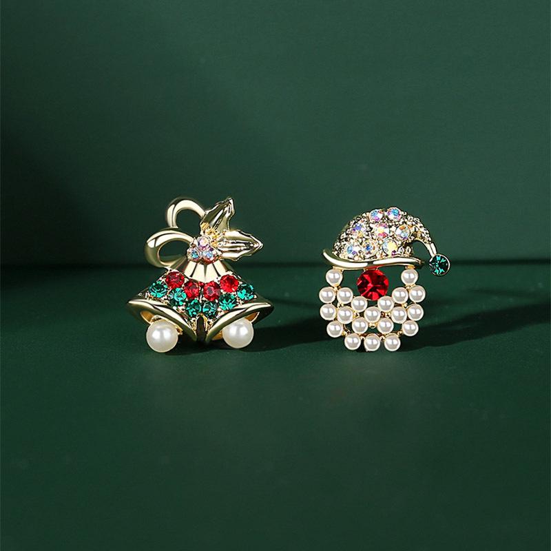 New S925 Silver Needle Christmas Collection Asymmetrical Earrings: Sweet & Cute Holiday Gifts for Women