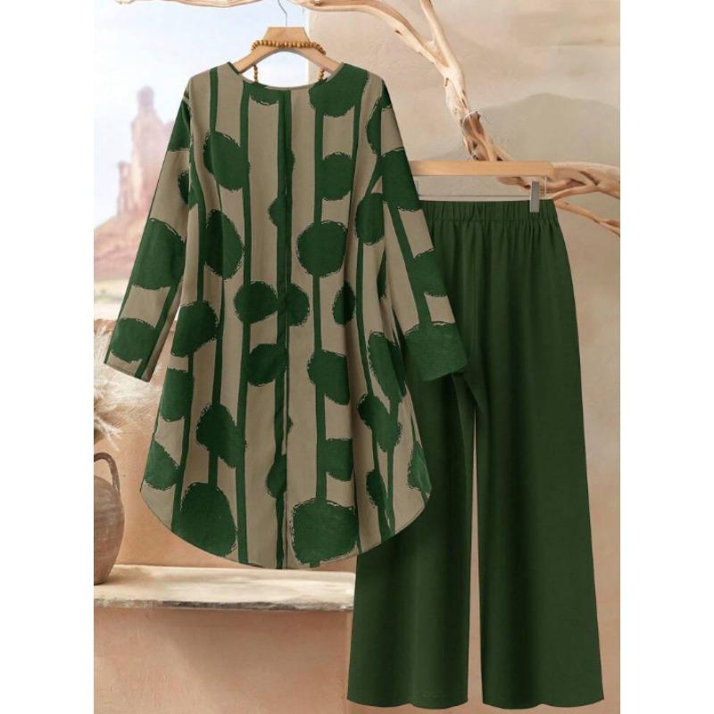Conjunto de Dos Piezas Casual de Verano para Mujer Tallas Grandes - Conjunto Relajado de Top y Pantalones