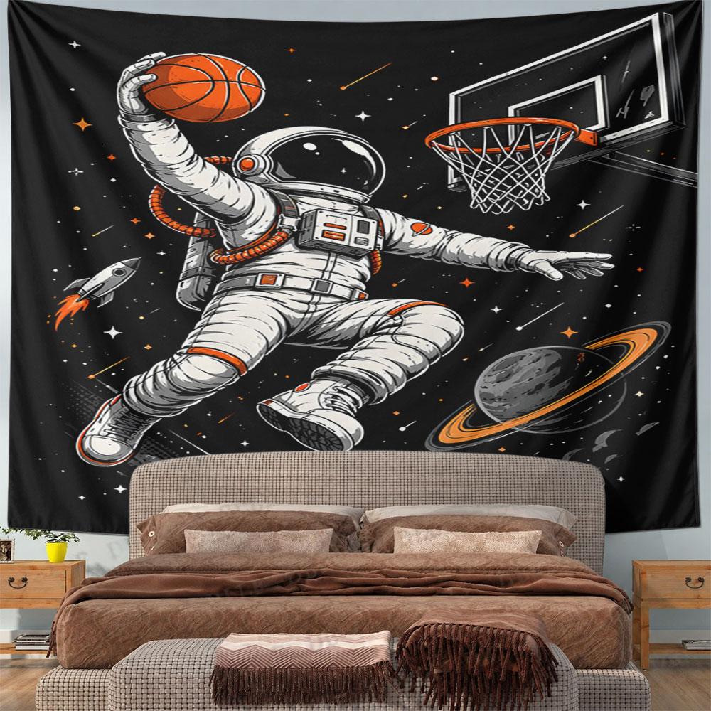 "Space Basketball Dunk Art Design" Pattern Wall Hanging Tapestry Decorative Tapestry Home Decor for Bedroom and Living Room