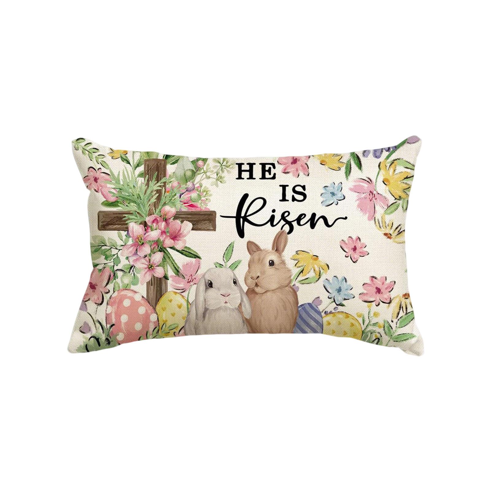 

Easter Bunny Easter Egg Throw Pillow For Decorating Holiday Parties, Sofa Cushion, Car Seat, Linen Backrest, Pillow Cover One Size