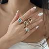 4-Piece Set Asymmetrical Gemstone Ring Suit Fashion New Arrival Affordable Luxury Fashion Online Influencer Refined Trip Shoot Ornament Tide
