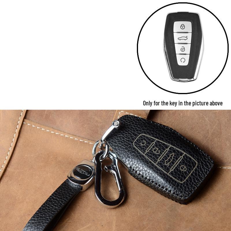 Key Case Protection Cover for Geely Models: New Emgrand GS, GL, Boyue, Vision X6/X3, S1, Borui, EC7 - Cowhide with Buckle.