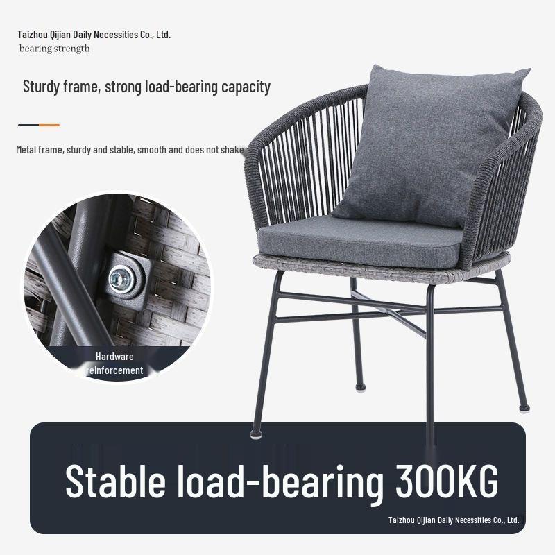 Three-Piece Rattan Chair & Table Set for Balcony or Outdoor Spaces