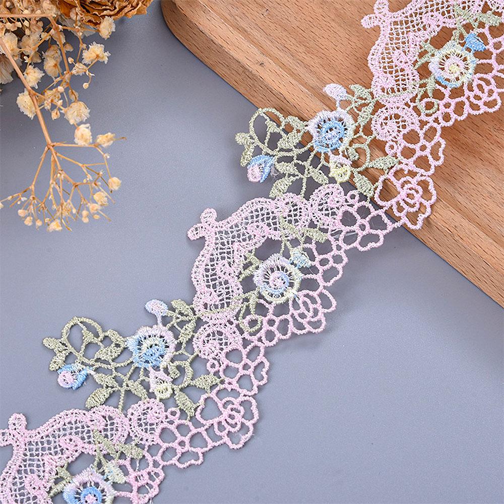 

Venise Floral Lace Trim 6cm Vintage Style for DIY Bridal Veil Headpiece Sash Sewing Ethnic Hanfu Neckline Decorative Accessories 1 yard рожевий