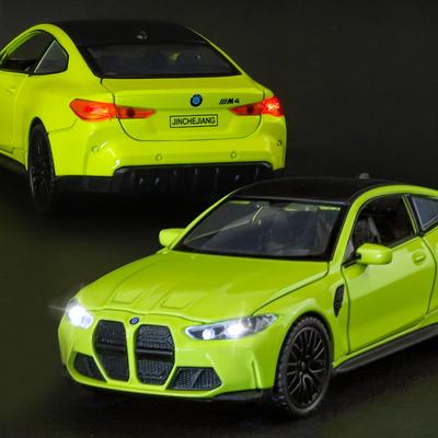 1:32 BMW M4 Sports Car Simulation Alloy Car Model Metal Model Sound and Light Pull Back For Boy Toy Car Gift