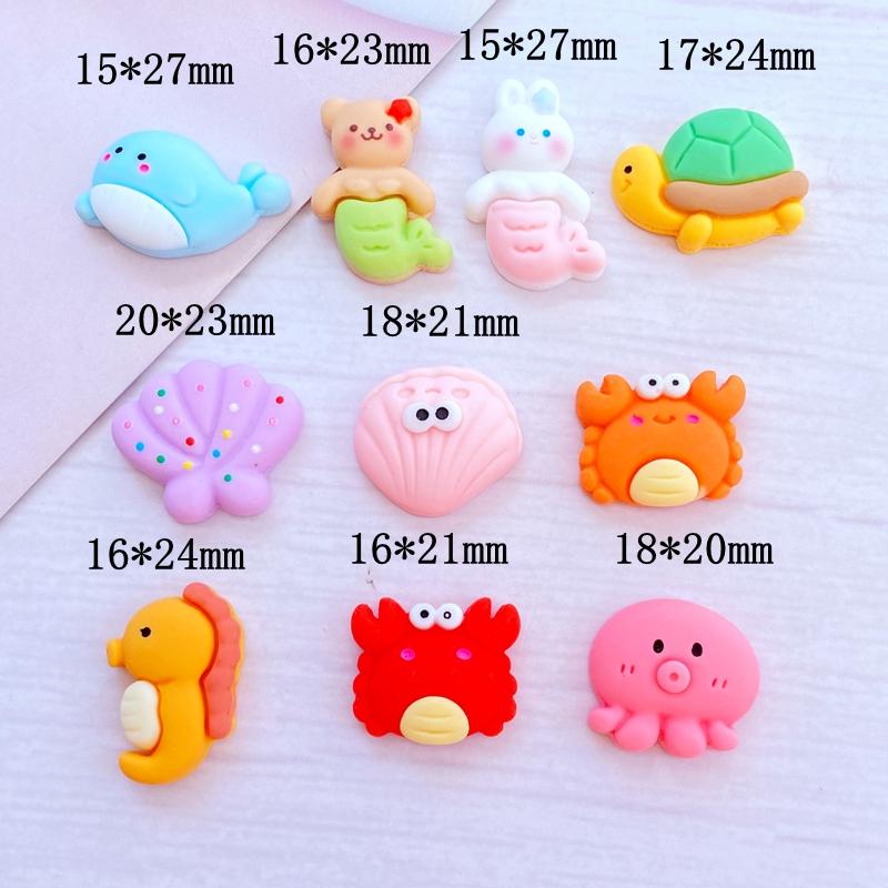 10Pcs New Mini Cute Marine Animal Series Flat back Resin Cabochons Scrapbooking DIY Jewelry Craft Decoration Accessorie