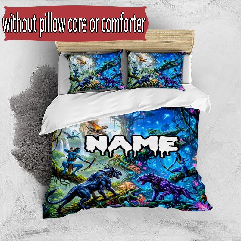 3pcs Duvet Cover Set (1*Duvet Cover + 2*Pillowcase, Without Core), Custom Name Avatar Pattern Bedding Set, Home Bedroom Decor Gift