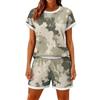 Women Casual Two Piece Set Short Sleeve Top and Elastic Waist Shorts with Pockets Comfortable Lightweight Lounge Wear Set
