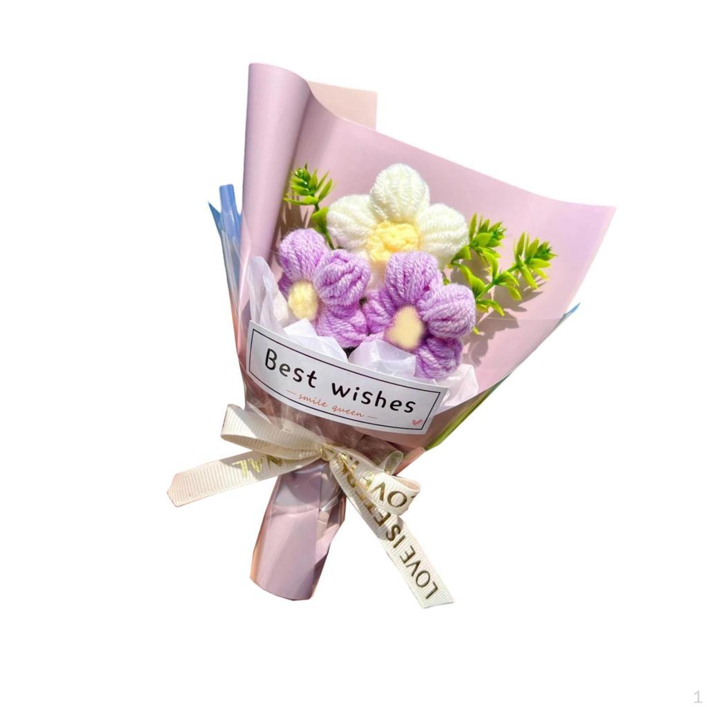 Crochet Flowers Decor Knitting Flower Bouquet Mother's Day Gift from Daughter Son
