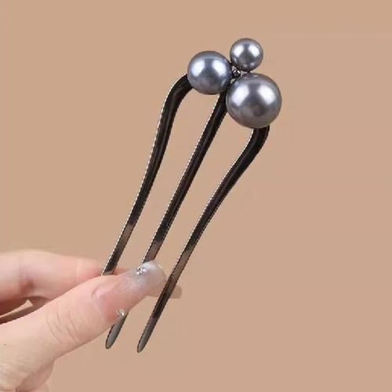 U-shaped Acetic Acid Hairpin Simple Beads Hair Stick Women Girls Colored U-Shaped Irregular Hairpin Jewelry Styling Accessories