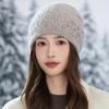 Autumn and Winter Women's Thermal Hat Middle-aged and Elderly Hat Solid Color Plush Pearl Wool Hat Fashionable Windproof Hat