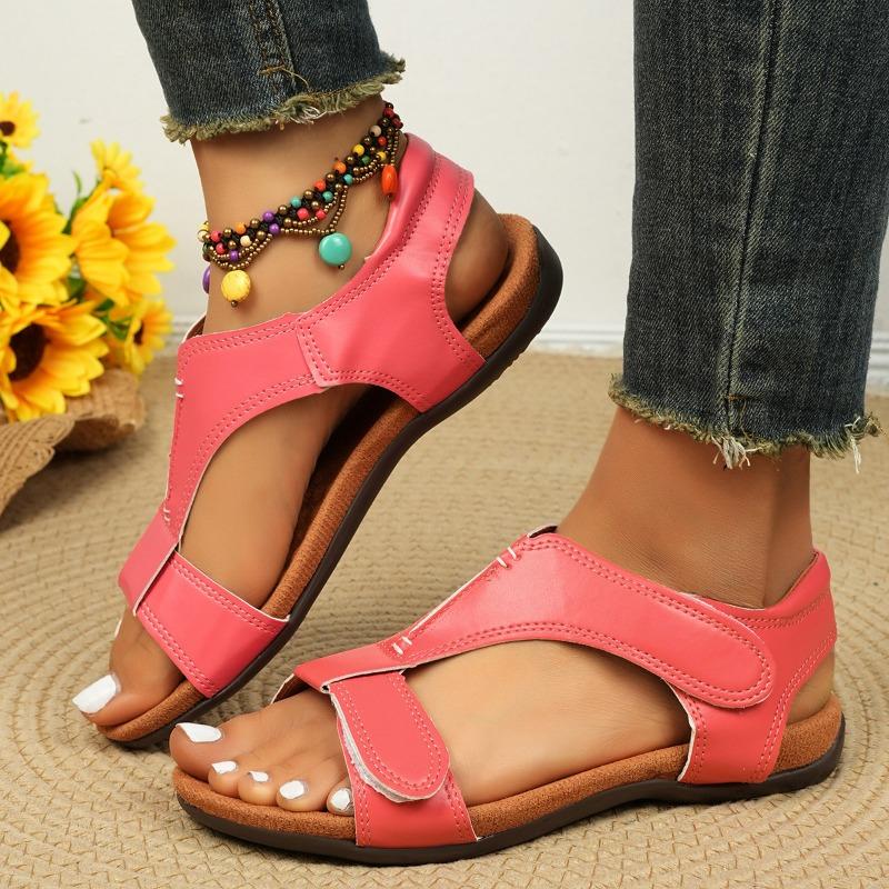 Women's New Plus Size Roman Sandals Women's Flat Velcro Casual Beach Sandals