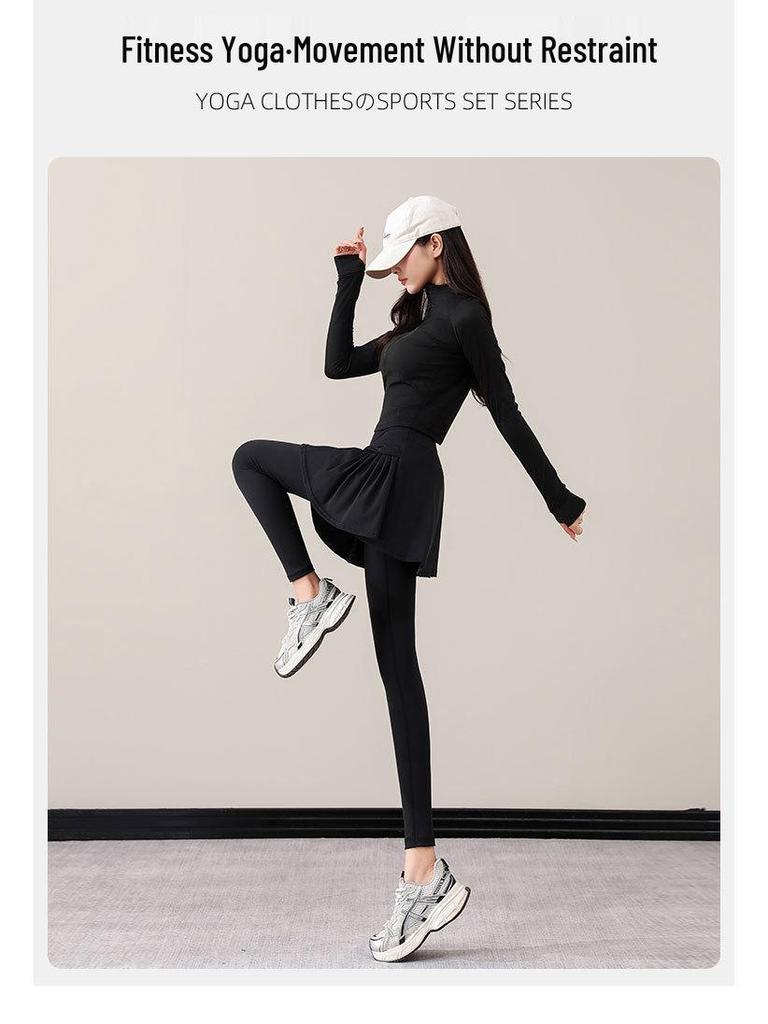 High-End Women's Autumn/Winter Fashion Sweatshirt & Skirt/Pants Sports Set for Running, Hiking, Fitness, Yoga