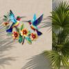 Hummingbird Bloom Metal Wall Art, Rustic Colorful Floral Bird Wall Hanging Decor for Living Room, Bedroom, Entryway, Garden, Patio