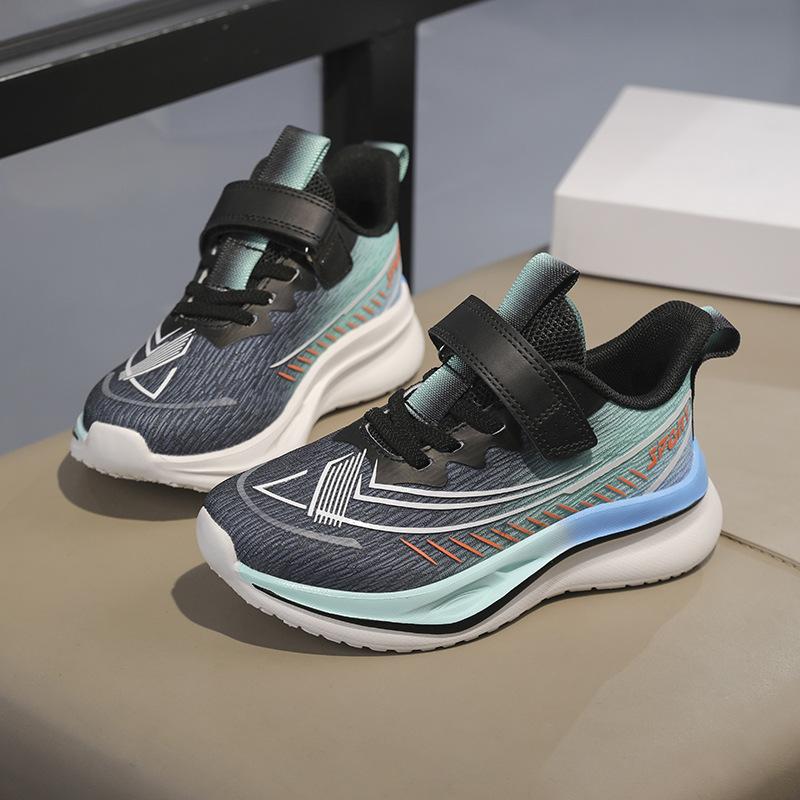 Children's red rabbit running shoes mesh breathable medium and large children's Velcro boys non-slip elementary school students Velcro sneakers