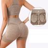 Ležérní Fitness Sportovní Ženy Vesta Crop Tops a šortky na jógu s vysokým pasem Dvoudílné sady Dámské jednoduché oblečení 30679
