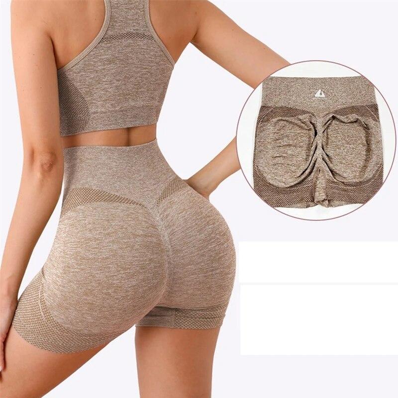 Ležérní Fitness Sportovní Ženy Vesta Crop Tops a šortky na jógu s vysokým pasem Dvoudílné sady Dámské jednoduché oblečení 30679