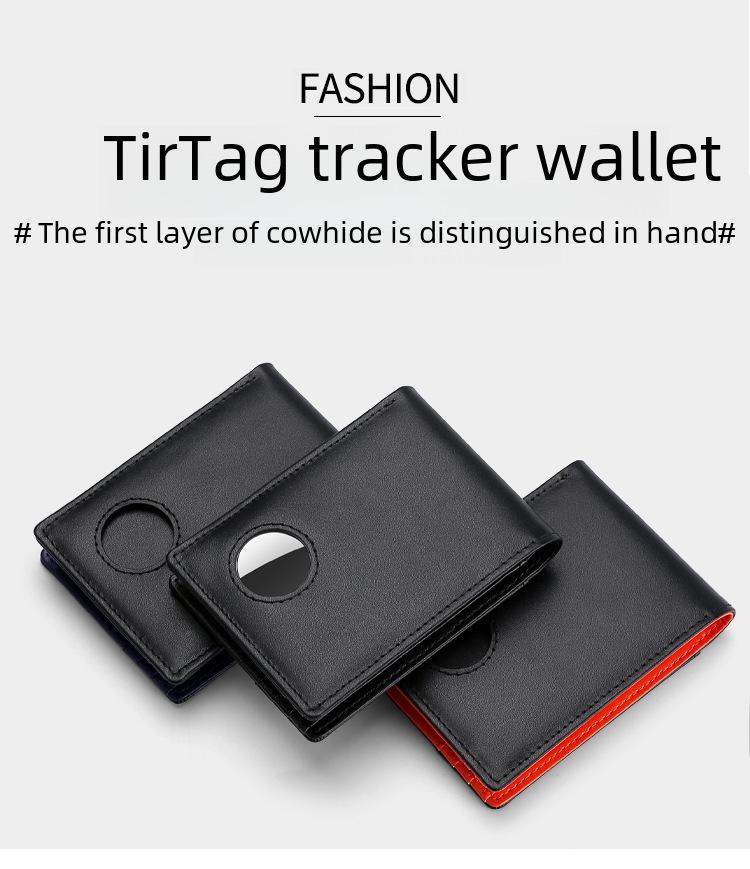 Herren-Geldbörse aus echtem Leder mit Airtag-Halter – Diebstahlsicherer Dollar-Clip