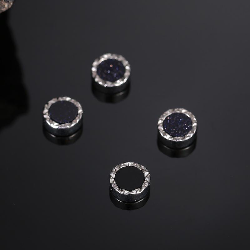 Schwarzer Achat Ohrclips für Männer ohne Piercing: Trendige, sichere Fake-Ohrringe im Hip-Hop-Stil mit hochwertigem Temperament