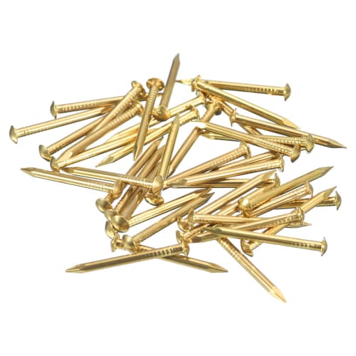 uxcell 35pcs Small Thin Nails, 2x25mm (DxL), Small Brass Round Head Nails for Hardware, DIY Wooden Projects, Decorative Boxes, and Home Use, Brass Col