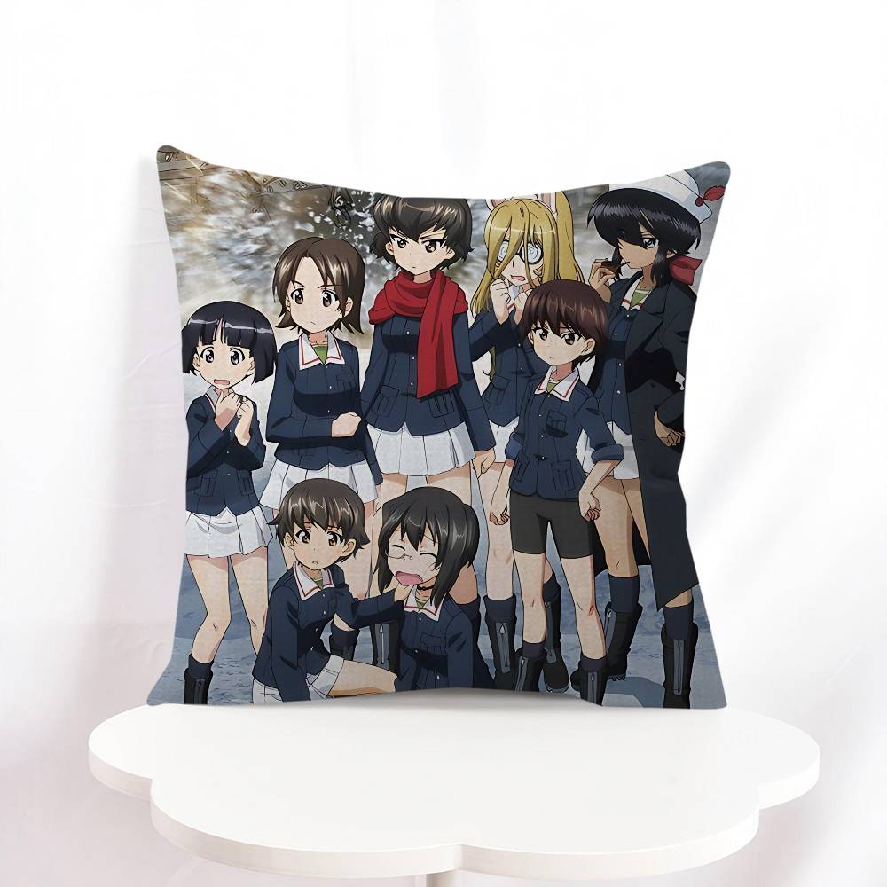 Girls Und Panzer Das Finale Bezug mit kurzem Plüschdruck für Wohnzimmer Sofa Dekoration Kissenbezug Kissenbezüge