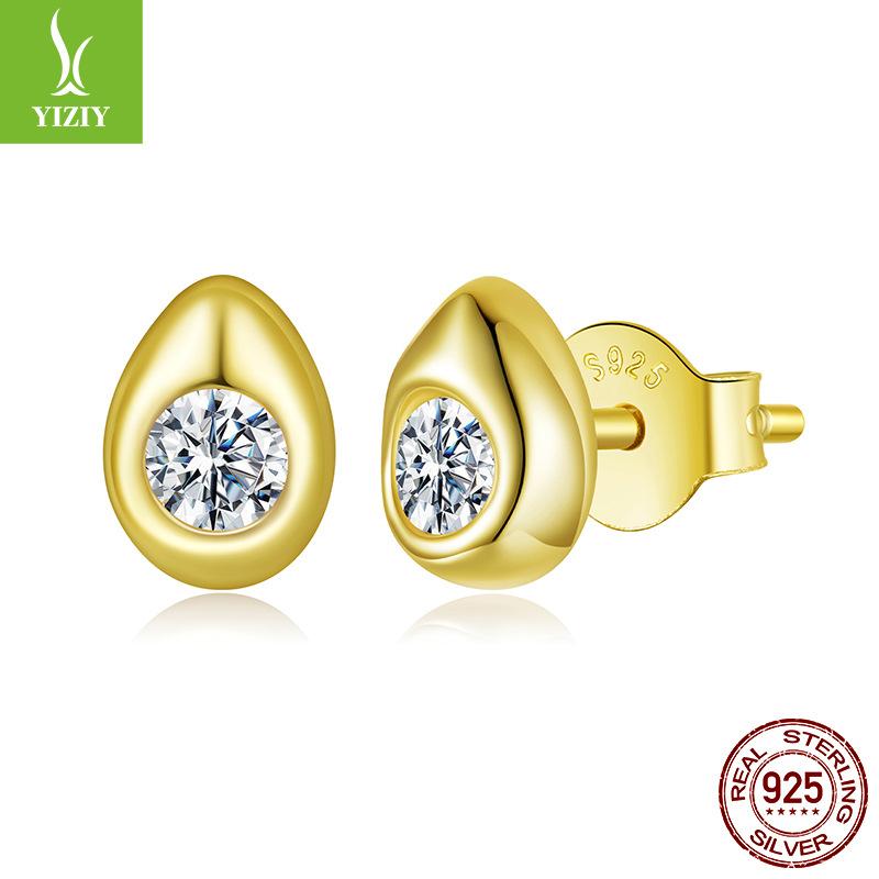 Water Drop Moissanite Stud Earrings Simple Premium Texture S925 Sterling Silver Stud Earrings