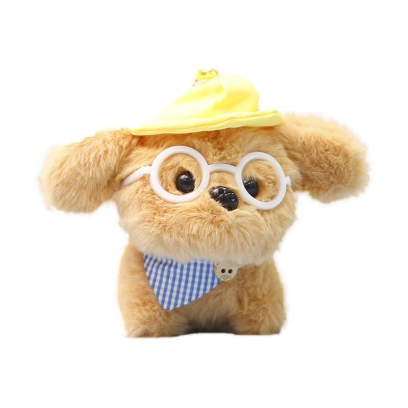 Dog Glasses Cute Plush Toy Keychain Animal Stuffed Doll Backpack Gift Pendant