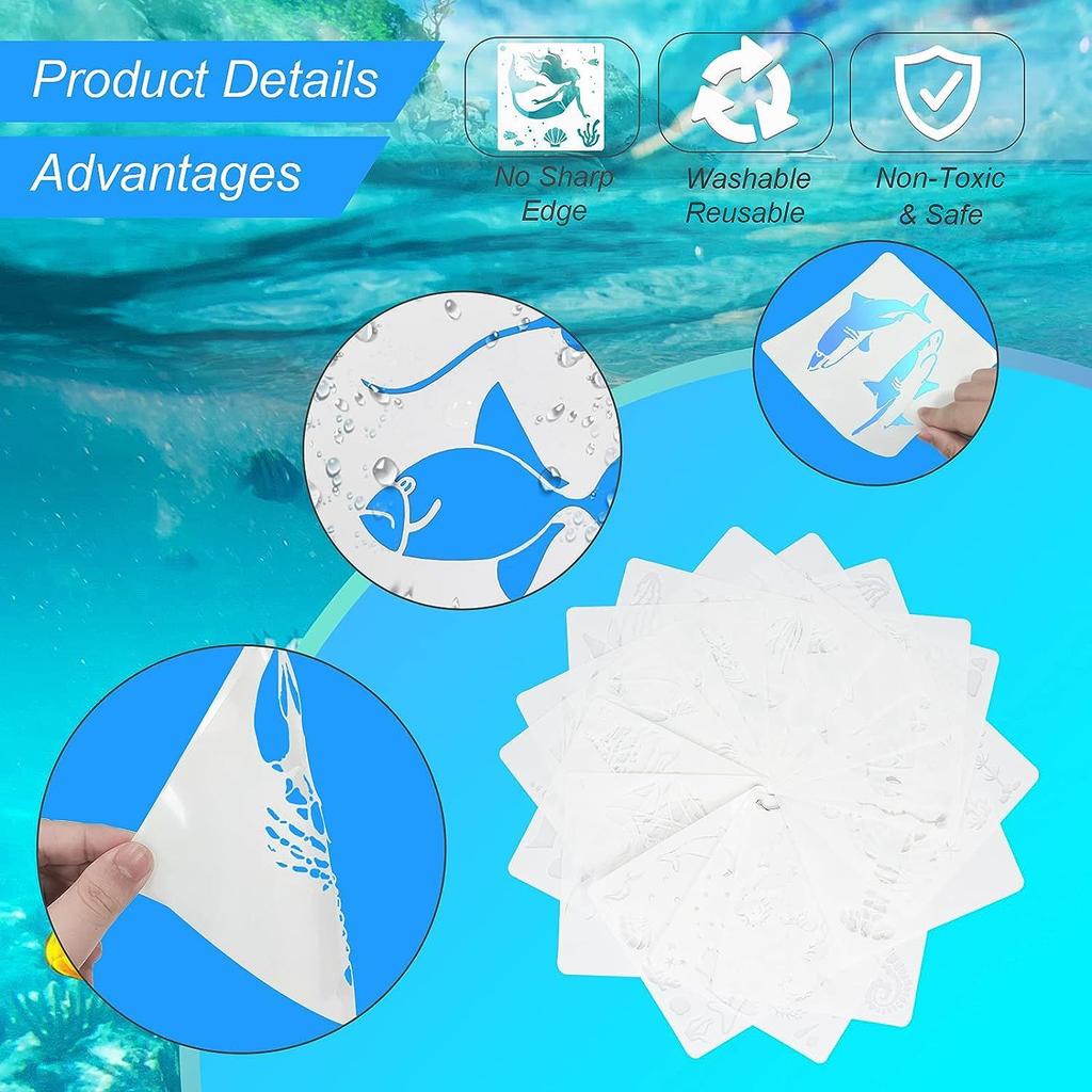 Children's Drawing Supplies, School Art Tools, Training and Teaching Props, Reusable, Ocean Series, Hollow Illustration Molds