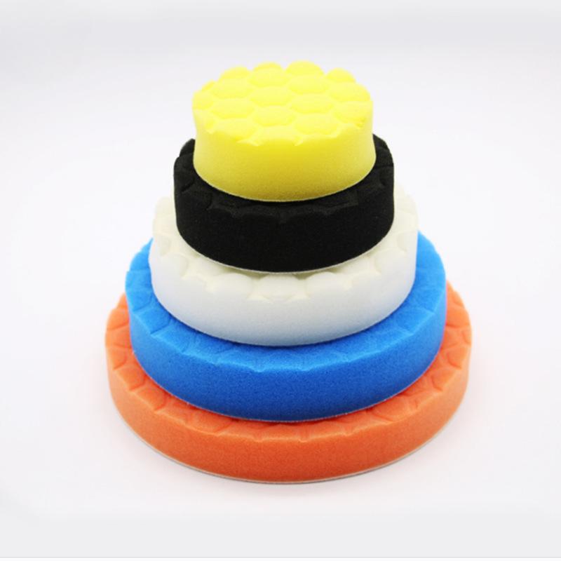 5 piezas/juego Rueda de Pulido para Encerado de Coche Bandeja de Esponja Autoadhesiva Rueda de Esponja con Patrón de Tortuga Máquina de Pulir Almohadilla de Limpieza con Patrón Hexagonal 3 Pulgadas