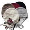 Solid Color Lace-up Knitted Hat, Photo Artifact Rabbit Down Rabbit Fur, Windproof Soft Waxy Bag Head In Autumn and Winter, Showing Face and Small Ear