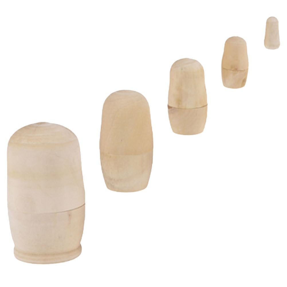 OSALADI Unpainted White Wood Matryoshka Set of Russian Traditional Craft Unfinished Nesting Wooden Dolls, 5, 110mm, Kit, Dolls, Kit, Ornament,
