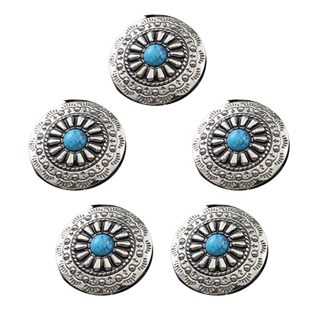 5 Pcs Leather Decorative Button Imitation Turquoise Buttons Flower Clothes Buttons for Jewelry Making Decoration