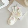 White Socks for Women, Summer Bow Flower Short Socks, Trendy Breathable Boat Socks, Cotton Sweat-absorbing Women's Socks