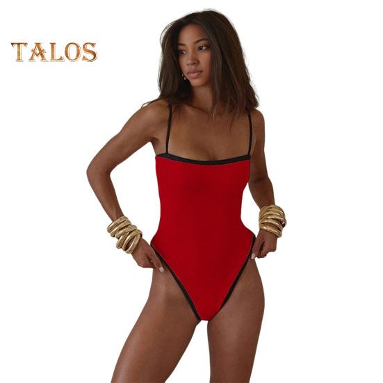 

Женский цельный бикини винтажный купальник бандо с высоким вырезом пляжная одежда с накладками на грудь женственный купальник для пляжного отдыха серфинг бассейн плавание S красный