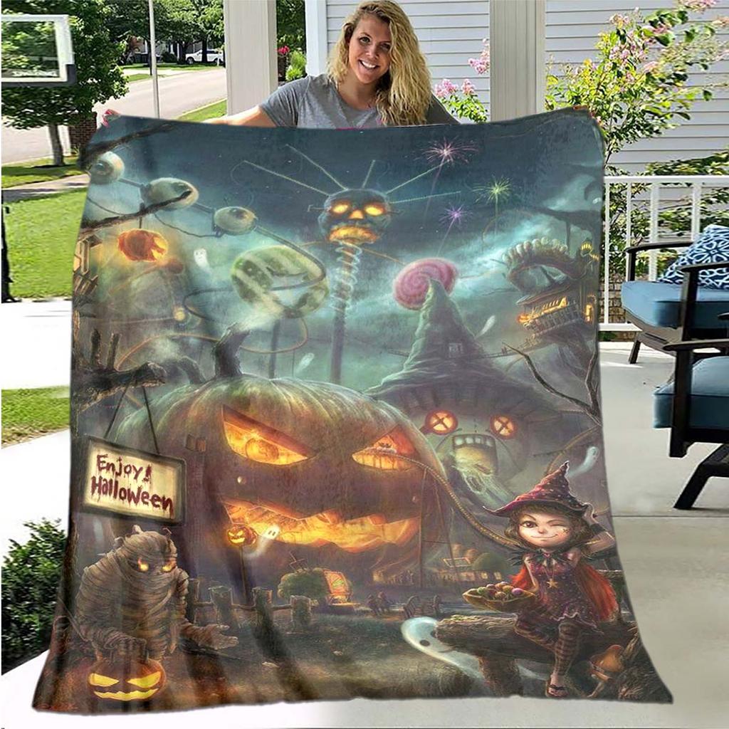 Halloween Horror Kürbis Filme Decke Sofa Decken für Betten Super Weich Warm Deckenbezug Flanell Überwurfdecke