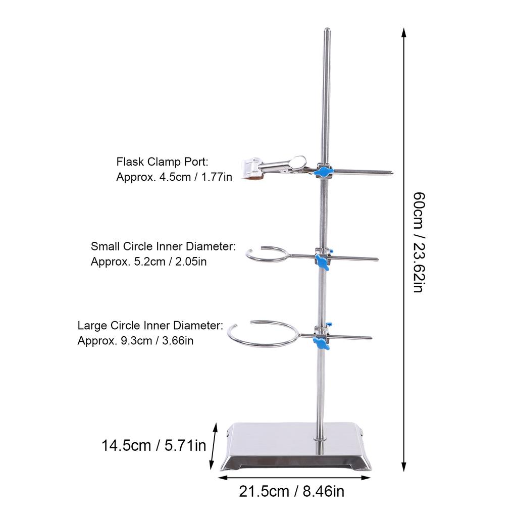 Laboratory Stand Set Stainless Steel Lab Support Stand Set with Flask Clamp and Burette Clamp