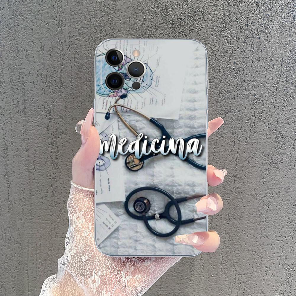 Medical Medicine stethoscope Phone Case For iPhone 15 14 13 12 Mini 11 Pro XS Max X XR SE 6 7 8 Plus Soft Silicone Cover