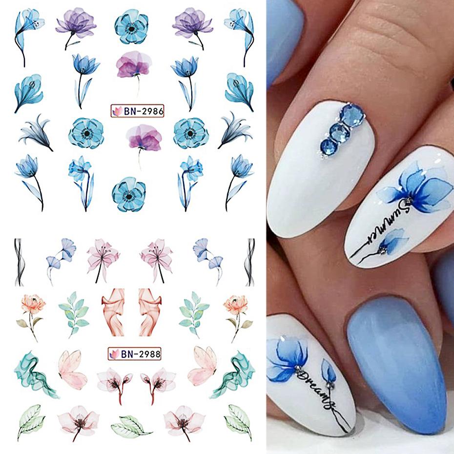 Water Nail Stickers Flowers Design Decals Summer Floral Petals Charming Art Decoration Sliders DIY Manicure Accessories Tool