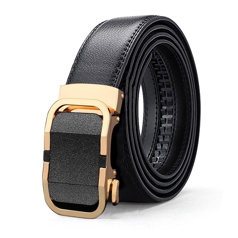 New Style of Men's Genuine Leather Belt Automatic Buckle Leather Belt Business Versatile Casual and Simple Middle Aged and Young Belt Men