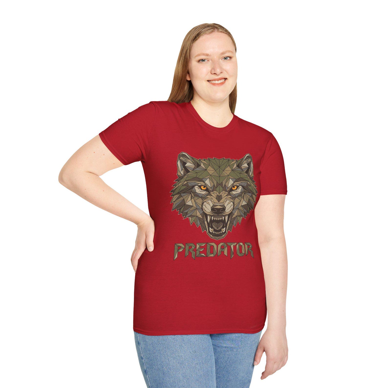 Geometric Wolf Head Predator T-Shirt Fierce Animal Graphic Tee S