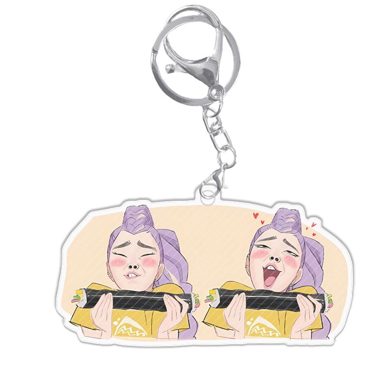 Hunters Demon K-Pop Acrylic Keychain Rumi Funny Emoticon Eating Sushi Anime Characters Gifts Interesting Pendant Decoration Toy