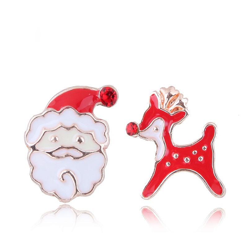 Cute Little Santa Elk Gift Earrings, Flash Diamond Christmas Tree Snowman Earrings