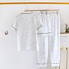 New Summer Women's Pajama Set 100% Cotton Crepe Short Sleeves+Shorts+Pants Three Piece Casual Ladies Homewear Sleepwear