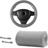 Genuine Leather Steering Wheel Cover, 15 Inches Breathable Stitch On Wrap Steering Wheel Cover, Anti-Slip Auto Wheel DIY Sewing Protector With Needle