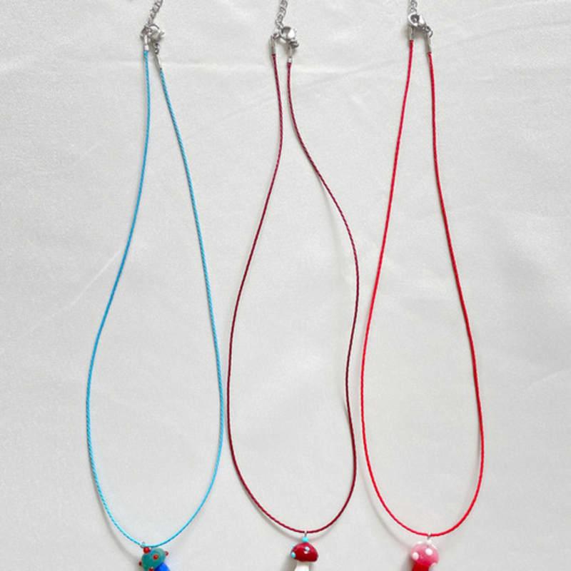 FANTASTIC PLANET mini mushroom string necklace (3colors)