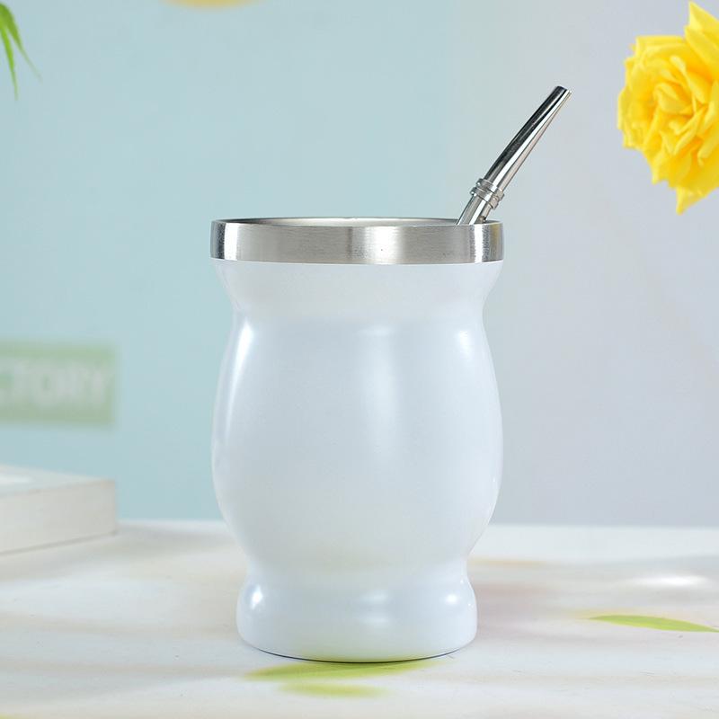 Creative Hot-selling Stainless Steel OZ Mate Cup South America Argentina Gourd-shaped Teacup with Straw Brush Stirring Spoon