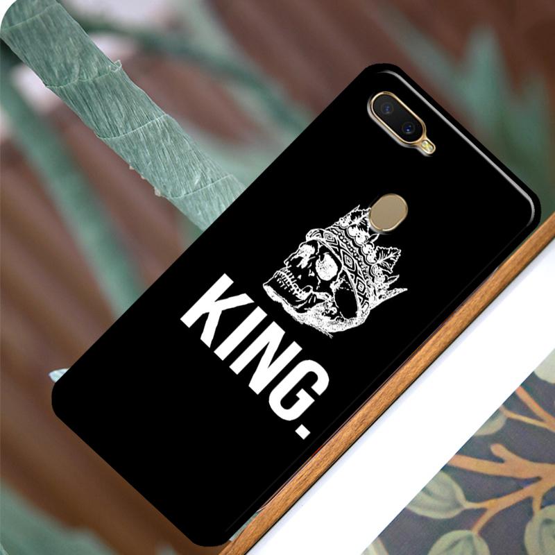 Cute King Queen Crown Case For OPPO A83 A91 A93 A1K A15 A3S A54 A74 A94 A5 A9 A31 A53 A52 A72 A53S Back Cover