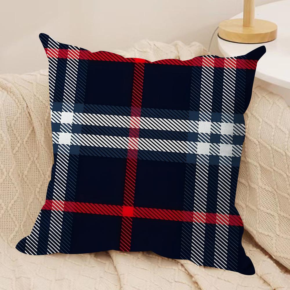 Christmas Plaid Cushion Cover Silky Short Plush DoubleSided Printed Pillow Case for Sofa All Seasons Home Decor Gift