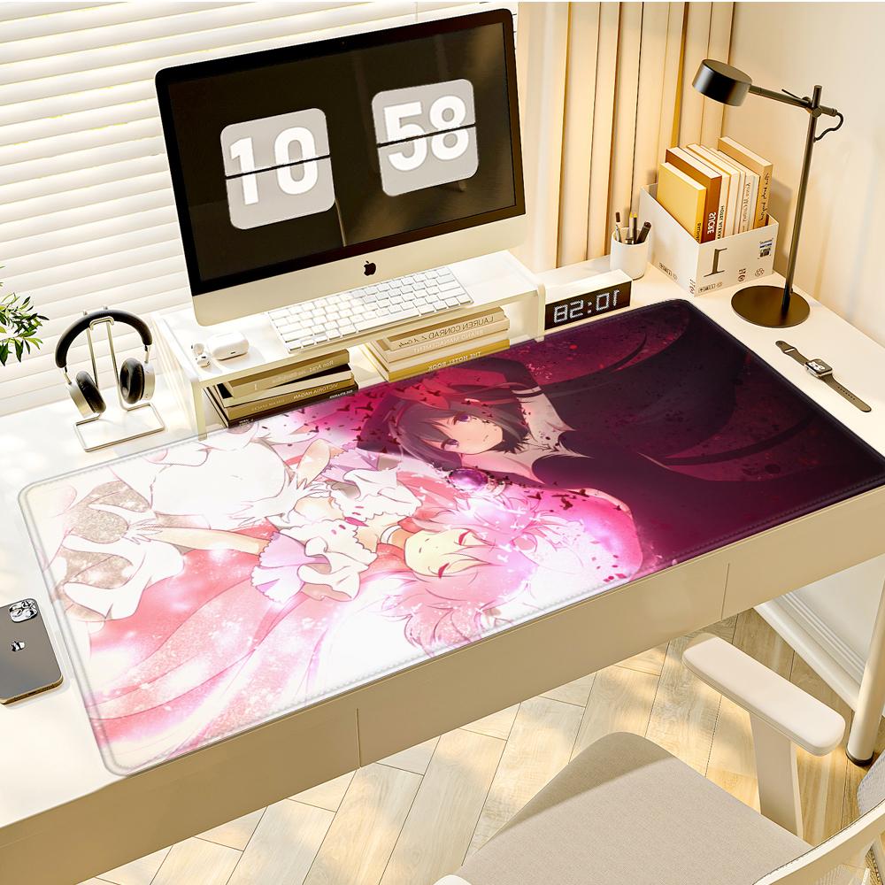 Extended Pad Rubber Mousepad Madoka Kaname Anime Nonslip Desk Mat Office Accessories Magical Girl Mouse Carpet Pc Cabinet Games