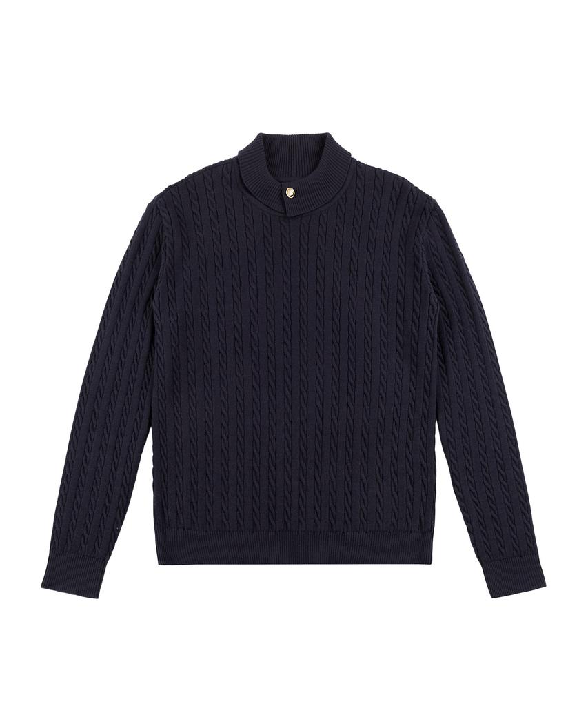 LESONNET Duke Cable Knit Pullover Navy